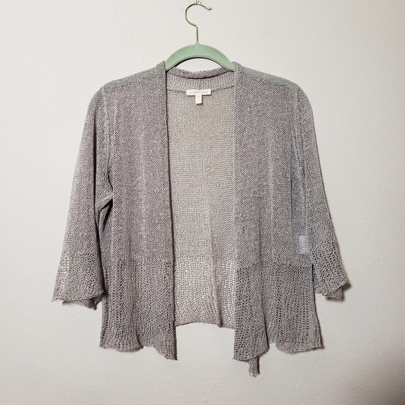 EILEEN FISHER Lagenloo Linen blend open knit coverup open wear blouse size Small - Picture 5 of 9